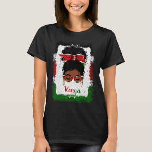 Messy Bun Kenyan Kenya Flag Womens Woman Girl T-Shirt