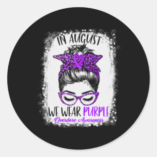 Messy Bun Leopard August We Wear Purple Overdose A Classic Round Sticker