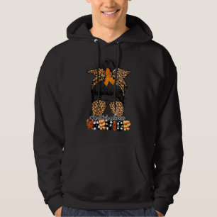 Messy Bun Leopard Multiple Sclerosis Awareness Mum Hoodie