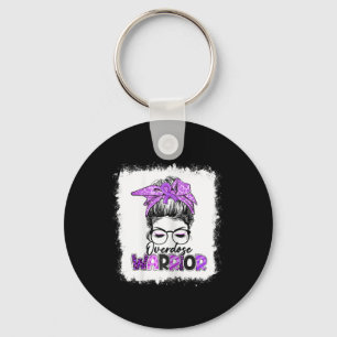 Messy Bun Leopard Print Purple Ribbon Overdose Awa Key Ring