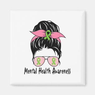 Messy Bun Mental Health Problems Gift Mental Healt Magnet