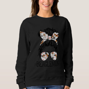 Messy Bun Mum Beagle Mum Glasses Mother's Day Dog Sweatshirt