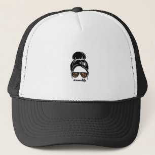 Messy Bun Mum Life with Leopard Sunglasses-Mum Trucker Hat