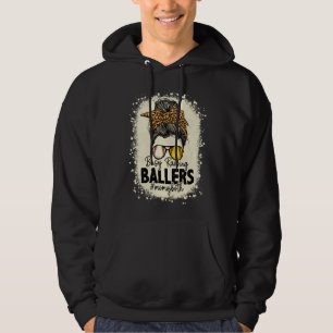 Messy Bun Mum Of Both Baseball Softball Busy Raisi Hoodie