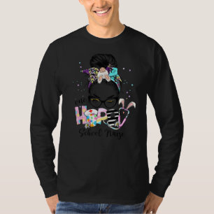Messy Bun One Hoppy School Nurse Bunny Nurse Cute  T-Shirt