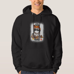Messy Bun One Thankful Mama Fall Autumn Thanksgivi Hoodie