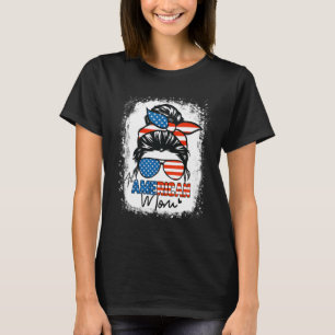 Messy Bun Patriotic Shirt All American Mom 4th Of 