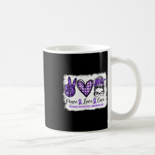 Messy Bun Peace Love Cure Purple Ribbon Opioid Ove Coffee Mug