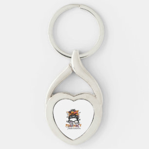 Messy Bun Pharmacy Technician Halloween Party Key Ring