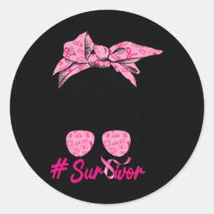 Messy Bun Pink Breast Cancer Awareness Classic Round Sticker