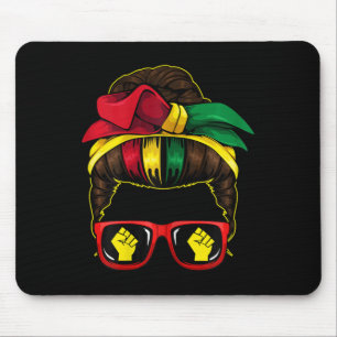Messy Bun Power Fist Juneteenth Melanin African Am Mouse Pad