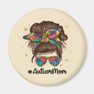Messy Bun Proud Autism Mum Magnet