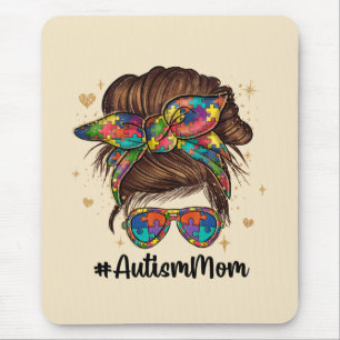 Messy Bun Proud Autism Mum Mouse Pad