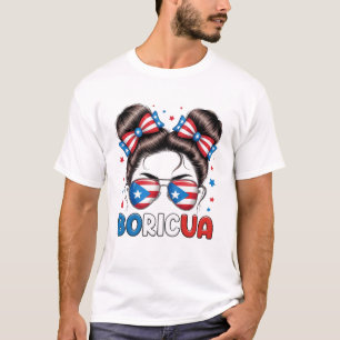 Messy Bun Puerto Rican Boricua Puerto Rico Hispani T-Shirt