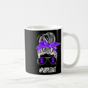 Messy Bun Purple Out Epilepsy Fighter Awareness Mo Coffee Mug