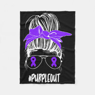 Messy Bun Purple Out Epilepsy Fighter Awareness Mo Fleece Blanket