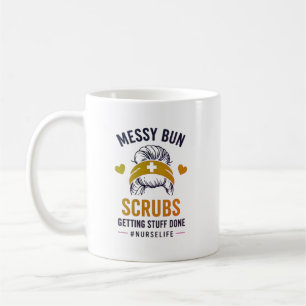 Messy Bun Scrubs Thank You Nurse Coffee Mug