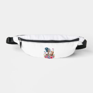 Messy Bun Skeleton Cute Puppy Dog Lovers Halloween Bum Bags