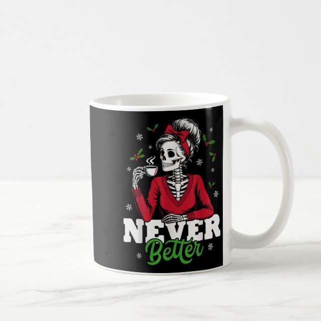 Messy Bun Skeleton Santa Coffee Xmas Funny Women S Coffee Mug (Right)