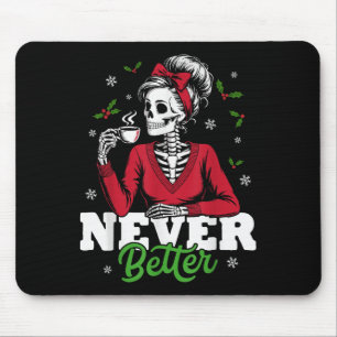 Messy Bun Skeleton Santa Coffee Xmas Funny Women S Mouse Pad