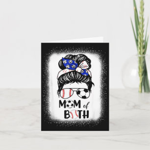 Messy bun soccer mum baseball mum of both mothers card