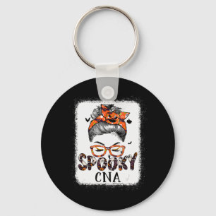 Messy Bun Spooky Doctor Women Pumpkin Halloween Ba Key Ring