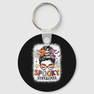 Messy Bun Spooky Sonographer Fun Halloween Costume Key Ring