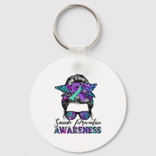 Messy Bun Suicide Prevention Awareness Suicide Rib Key Ring