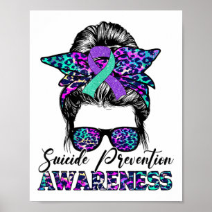 Messy Bun Suicide Prevention Awareness Suicide Rib Poster