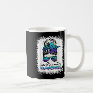 Messy Bun Suicide Prevention Awareness Teal Purple Coffee Mug