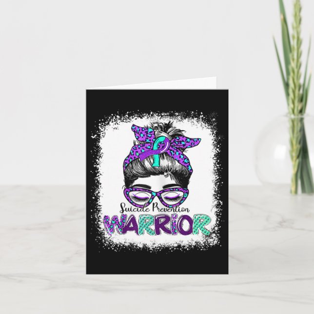 Messy Bun Suicide Prevention Warrior Awareness Rib Card (Front)