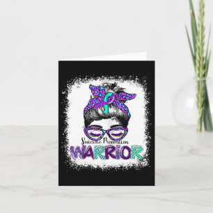 Messy Bun Suicide Prevention Warrior Awareness Rib Card