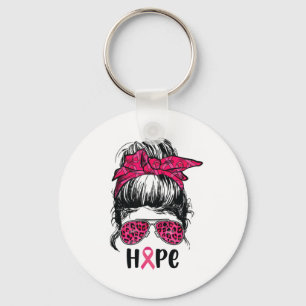 Messy Bun Support Squad Pink Hope Breast Cancer Aw Key Ring