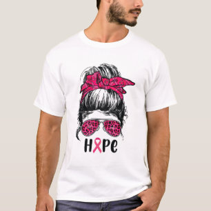 Messy Bun Support Squad Pink Hope Breast Cancer Aw T-Shirt