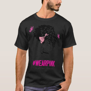 Messy Bun Wear Pink Breast Cancer Awareness  T-Shirt