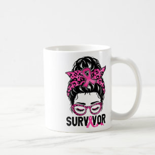 Messy Bun Wear Pink Survivor Breast Cancer Awarene Coffee Mug