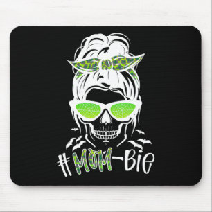 Messy Bun Zombie Mum Fun Halloween Costume Skull Mouse Pad