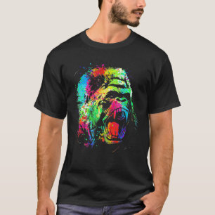 Messy Colour Gorilla Rainbow Splatter Colourful Go T-Shirt