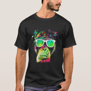 Messy Colour Monkey Rainbow Splatter Colourful Mon T-Shirt
