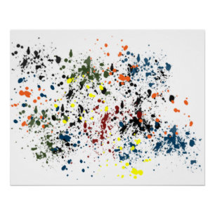 Messy Colourful Paint Splatters Modern Abstract Po Poster