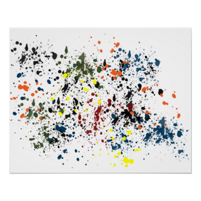 Messy Colourful Paint Splatters Modern Abstract Po Poster (Front)