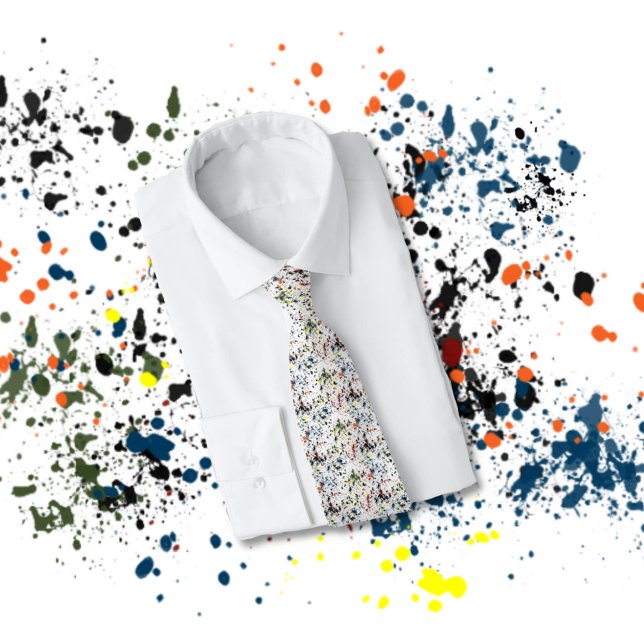 Messy Colourful Paint Splatters Modern Abstract Tie (Original abstract tie for art lovers. )