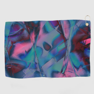 Messy curves polished of bright cyan to pink hues golf towel