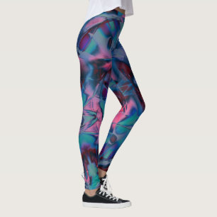 Messy curves polished of bright cyan to pink hues leggings