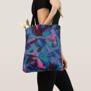 Messy curves polished of bright cyan to pink hues  tote bag