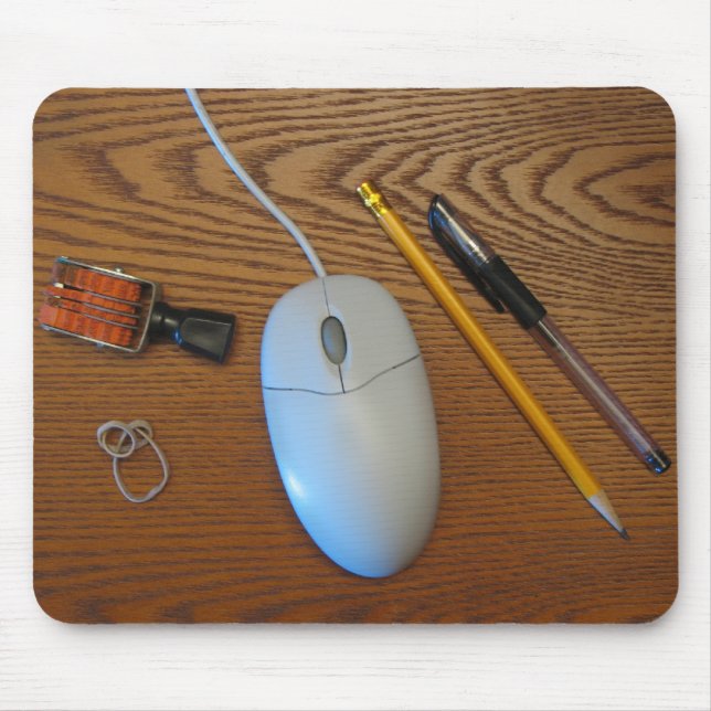 Messy Desk Mouse Pad (Wood) (Front)