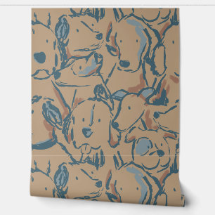 Messy Dog Sketches - Animal Sketch - Mocha Brown Wallpaper