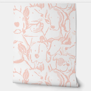 Messy Dog Sketches - Animal Sketch - Pastel Pink Wallpaper