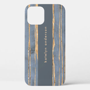 Messy Gold Line   Blue Periwinkle   Professional iPhone 12 Case
