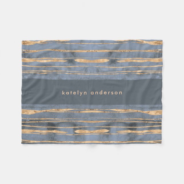Messy Gold Line | Blue Periwinkle | Professional Fleece Blanket (Front (Horizontal))